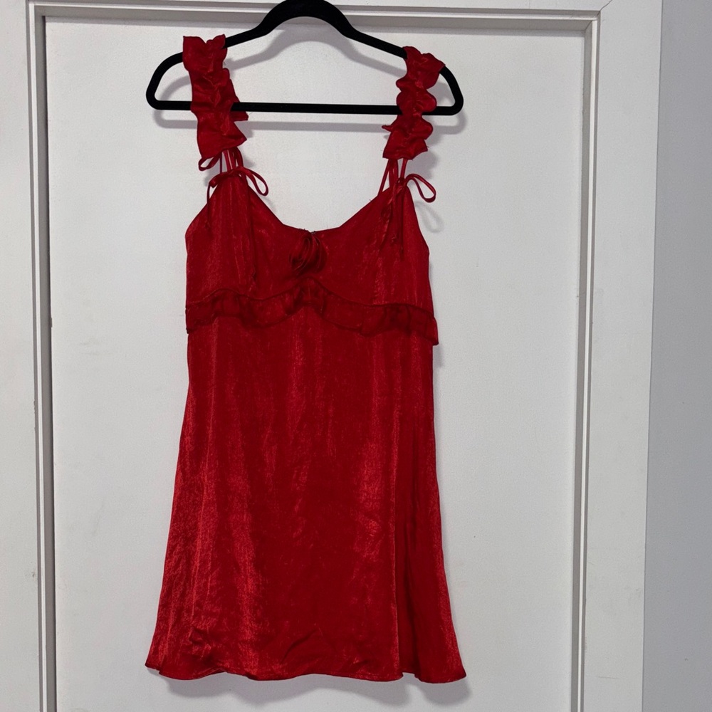 Wild Fable Red Sleeveless Ruffle Mini Dress